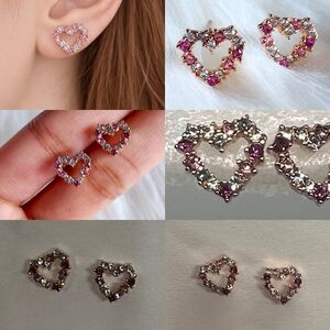 ✨ 💖 NWT Tiny Rose Gold Pave Heart Stud Earrings - Pink & White ✨💕